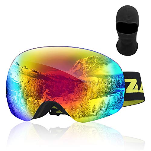 Zacro Skibrille Snowboardbrille 100% UV400-Schutz OTG Doppellinsenbrille für Herren und Damen, Grün