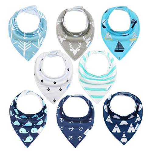 Baby Dreieckstuch Junge/Mädchen Lätzchen 8er Halstücher Set Baumwolle Spucktuch mit Druckknöpfen von YOOFOSS