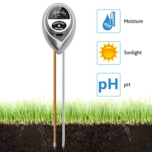 VDROL Boden-pH-Messgerät, 3-in-1, Bodentester, Feuchtigkeitsmesser, Licht- und pH-Säure-Tester, Pflanzenboden-Tester, Set für Garten, Bauernhof, Rasen, Indoor & Outdoor (Keine Batterie erforderlich)