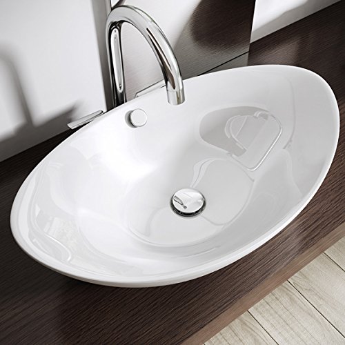 Design-Aufsatzwaschbecken inkl. Lotus-Effekt durch Nano-Versiegelung aus Keramik | BTH: 58x38x19cm | Aufsatz-Waschbecken / Waschtisch