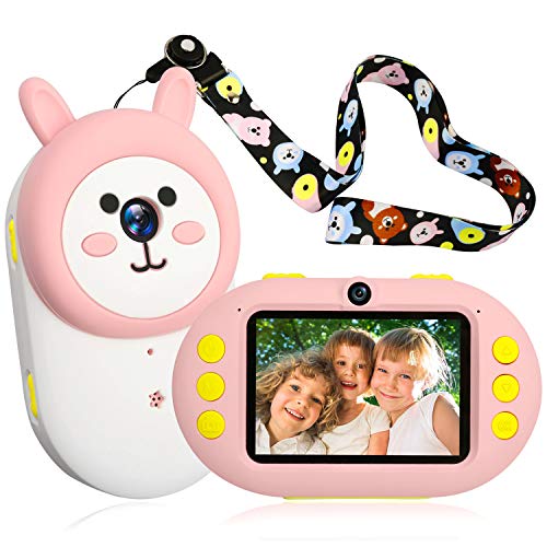 berssen Kinderkamera Digital Kamera für Kinder Videokamera 2,4 Zoll Farbdisplay mit Häschen Gehäuse Geschenk Spielzeug für Mädchen und Jungen(Rosa)