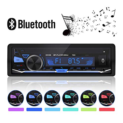 XYFANG Autoradio mit Bluetooth Freisprecheinrichtung,1 DIN Autoradio MP3-Player/USB/TF/AUX/FM Audio-Empfänger ,USB Anschlüsse Für Musikspielen und Aufladen ,7 LED Farben Einstellbar
