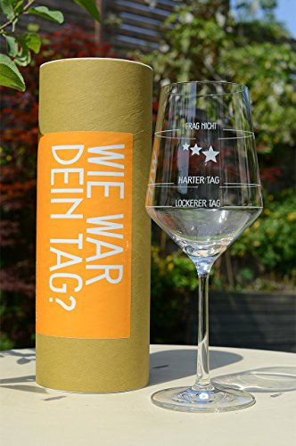 Sternefresser XL Wie War Dein Tag-Weinglas (1x 540ml Glas) von Schott Zwiesel | Made in Germany | Guter Tag, Schlechter Tag, Frag Nicht -Weinglas mit Gravur | Rotwein Weißwein