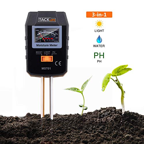 TACKLIFE Bodentester MST01 3 in 1 Bodenmessgerät Feuchtigkeitsmesser, Sonnenlicht Intensitäts Meter und Boden pH Tester, genauer und nützlicher Pflanzenpflege Prüfvorrichtung