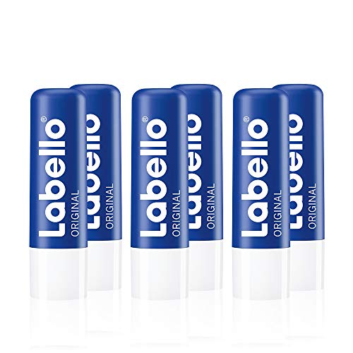 Labello Original Lippenpflegestift im 6er Pack (6 x 4,8 g), Lippenpflege für natürlich schöne Lippen, Lippenbalsam ohne Mineralöle schützt vor dem Austrocknen