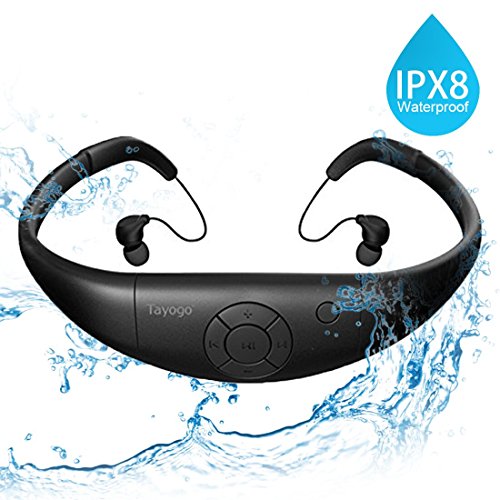 Tayogo MP3-Player Wasserdicht Schwimmen MP3 mit Kopfhörern 8GB IPX8 Hi-Fi 3m Unterwasser, 60 ℃ Hitzebeständig für Laufen Schwimmen Gehen Fahrrad Spa und anderen Sport mit Wasser oder Schweiß