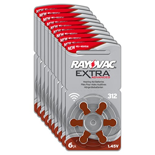 Rayovac Extra Advanced Zink Luft Hörgerätebatterie in der Größe 312 Frustfrei-Pack (mit 60 Batterien geeignet für Hörgeräte Hörhilfen Hörverstärker) braun