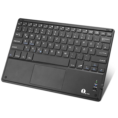 1byone ODE00-0713 Tastatur (Bluetooth, QWERTZ, kabellos, geeignet für Android und Windows) schwarz