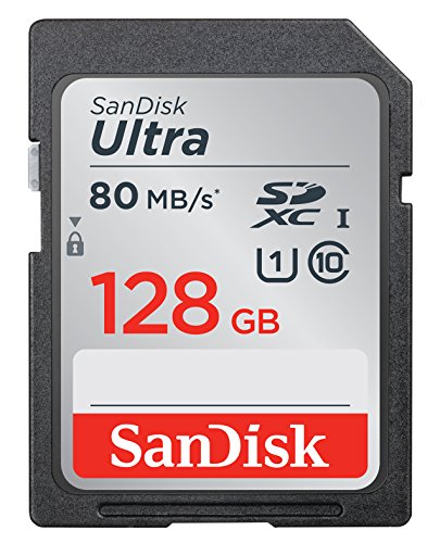 SanDisk Ultra SDXC I 128 GB bis zu 80 MB/Sek, Class 10 Speicherkarte [Frustfreie Verpackung]