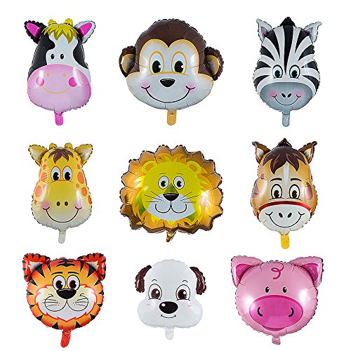 Vordas 9 Stück Folienballon Tiere, Luftballons Tiere Kindergeburtstag - Helium ist Erlaubt, Perfekt für Kinder Geburtstag Party Dekoration (Größe: 30-50cm)