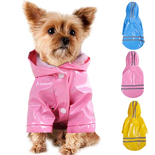 Smoro Im Freienwelpen Haustier Regenmantel mit Hauben Wasserdichten Jacken PU Reflektierendem Regenmantel für Hunde Katzen Kleid Kleidung