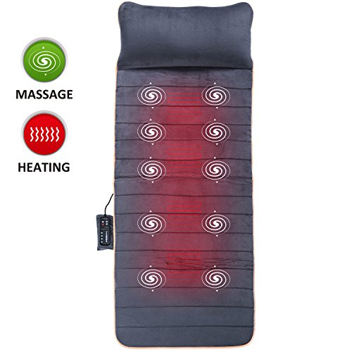 Snailax Massagematte mit Wärmefunktion - Massageauflage 10 Vibrationsmotoren und 4 Therapieheizkissen, elektrisches Ganzkörpermassagegerät, Massagematten mit umschaltbarer Wärmefunktion