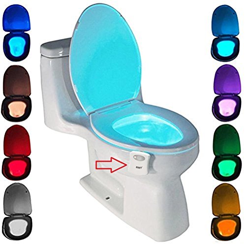 LED toilettenlicht, ZSZT Motion Sensor wc nachtlicht Batteriebetriebenes Toilettenlicht Toilettenbeleuchtung 8 Farben für Badezimmer Hause
