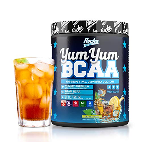 BCAA Pulver YUM YUM BCAA | Amino 2:1:1 als Aminosäuren Komplex Hochdosiert - 450 g BCAAs (Ice Tea Lemon)