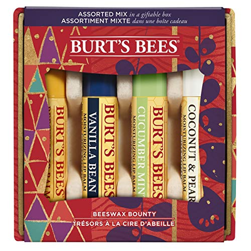 Burt's Bees Bienenwachs Bounty 4 Stück Geschenkset - 100% natürlicher Bienenwachs Lippenbalsam mit Vitamin E und Pfefferminz, 108 g