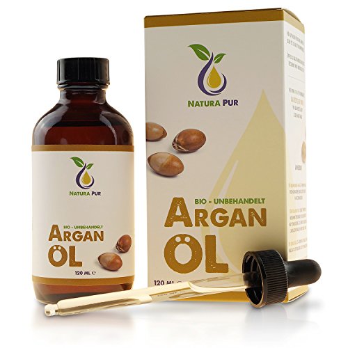 Natura Pur Bio Arganöl 120ml, ohne Silikon - 100% nativ, kaltgepresst, vegan - Anti-Aging Serum für Gesicht, Anti-Falten, Körper, Haare, Haut, Hände, Nägel - Argan Öl aus Marokko
