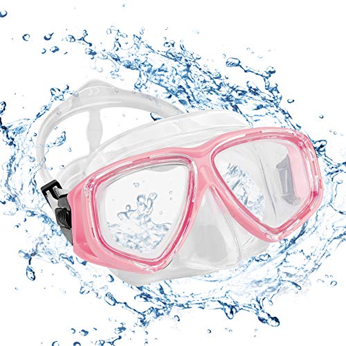 KOROSTRO Taucherbrille Erwachsene, Anti-Fog Schnorchelbrille Schwimmbrille Tauchmaske, Wasserdicht, Lecksicher, UV Schutz, Verstellbares Silikonband, Schnorcheln Enthusiasten Beste Wahl - Pink
