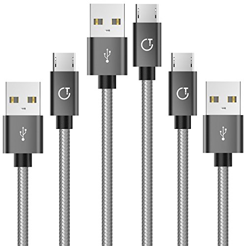 Micro USB Kabel, Gritin 3 Pack [1m,1.5m,2m] Nylon USB cable Ladekabel geflochtenes für Android Smartphones, Samsung, HTC, Sony, Nexus und mehr - Grau