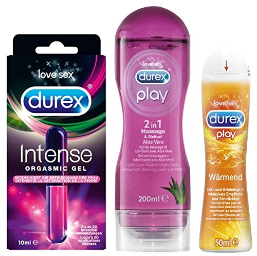 Durex Verwöhn-Set für Sie und Ihn mit 3 Artikeln (Intense Orgasmic Gel, Play Massage 2in1, Gleit- und Erlebnisgel)