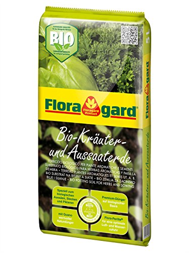 Floragard Bio Kräuter- und Aussaaterde 5 L • torfreduzierte Bio-Spezialerde • zum Aussäen, Stecken und Pikieren • für alle Kräuterarten • mit Perlite und Kompost