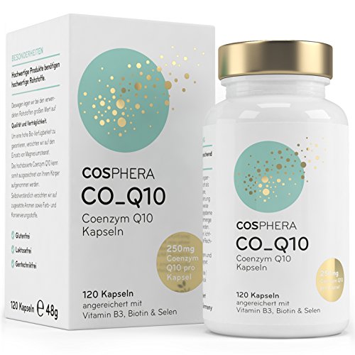 Coenzym Q10 - Hochdosiert mit 250 mg pro Kapsel. 120 vegane Kapseln im 4 Monatsvorrat - Angereichert mit Vitamin B3, Biotin und Selen - Für Haut, Anti-Aging, Herz-Kreislauf, Nerven- & Immunsystem