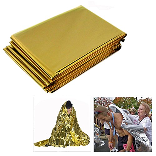 OFKPO 10 Stück Rettungsdecke/Rettungsfolie,Emergency Blanket Erste Hilfe Decke(Gold/Silber)