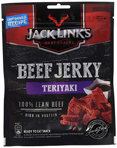 Jack Links Beef Jerky Teriyaki - Proteinreiches Trockenfleisch vom Rind - Getrocknetes High Protein Dörrfleisch - 12er Pack (12 x 70 g)