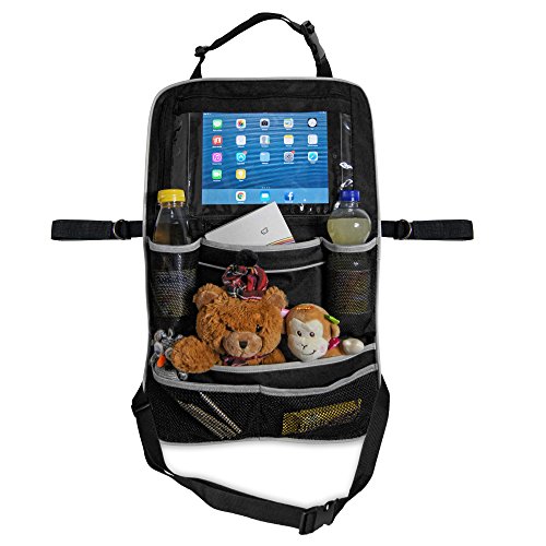 Premium-Rücksitztasche fürs Auto mit Tablett-Fach | Rücksitz-Organizer perfekt für Kinder | Geräumige Rücklehnentasche für Reise-Utensilien & Spielzeug | Abwaschbarer Rücklehnenschutz (Einzel)