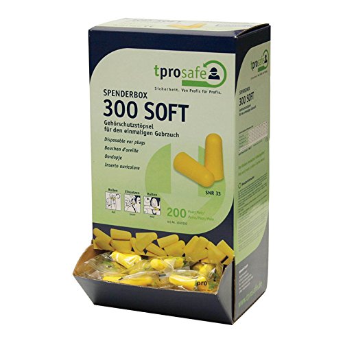 TPROSAFE 300 SOFT Gehörschutzstöpsel Spenderbox - Gehörschutz, Ohrstöpsel, Schlafschutz Nachfüllpack 200 Paar