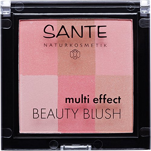 SANTE Naturkosmetik Multi Effect Beauty Blush 01 Coral, Rouge, 6 Farbnuancen, Seidig-weiche Textur, Bio-Extrakte, Natural Make-up, 8g