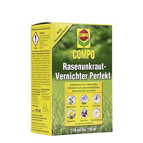COMPO Rasenunkraut-Vernichter Perfekt, flüssiges Rasenherbizid-Konzentrat, gegen zweikeimblättrige Unkräuter im Rasen