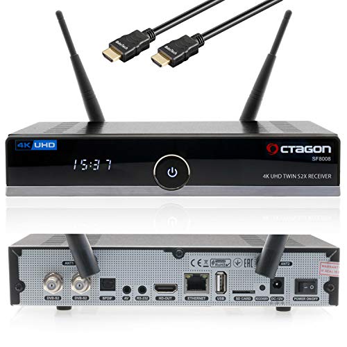 Octagon SF8008 UHD 4K Sat-Receiver inkl. Babotech HDMI-Kabel Twin 2X DVB-S2X [HDR H.265 E2 Linux Dual WiFi]