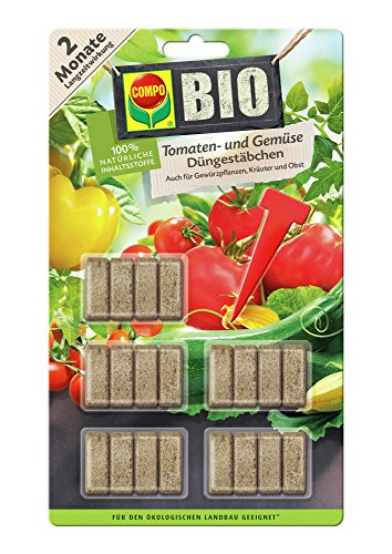 COMPO BIO Tomaten- und Gemüse Düngestäbchen und 2 Monate Langzeitwirkung, 20 Stück