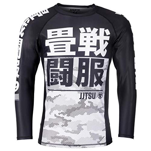 Tatami Rashguard Essential Camo Weiß/Schwarz - Langarm - Herren Rash Guard für Jiu Jitsu, Fitness, Grappling und MMA - Kompressions Shirt mit 4-Wege Stretch (L)