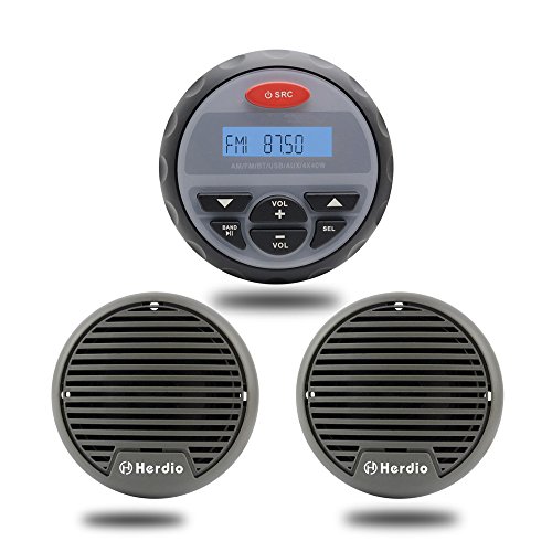 Wasserdicht Radio Marine Stereo Audio Bluetooth MP3 Sound System für Boot ATV Motorrad Radio FM AM + 7,6 cm Wasserdicht Lautsprecher