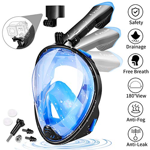 FYLINA Tauchmaske Schnorchelmaske Vollmaske Vollgesichtsmaske mit 180° Sichtfeld, Dichtung aus Silikon Anti-Fog und Anti-Leck Technologie für Alle Erwachsene