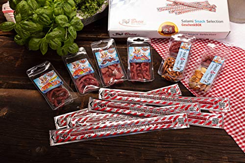 Salami Wurst Probier-Paket Snack Selection Geschenkbox - 7 verschiedene Produkte - 390 g
