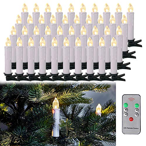 LARS360 LED Kerzen Weihnachts Kerzen Kabellos mit Fernbedienung Christbaumkerzen Flammenlose Lichterkette Kerzen für Weihnachtsbaum, Weihnachtsdeko, Feiertag - 40 Stück Warmweiß Weihnachtskerzen