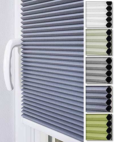 Home-Vision Premium Doppelplissee Wabenplissee ohne Bohren mit Klemmträger / -fix (Weiß-Graphit, B80cm x H120cm) Zweifarbig Blickdicht Sonnenschutz Jalousie für Fenster & Tür