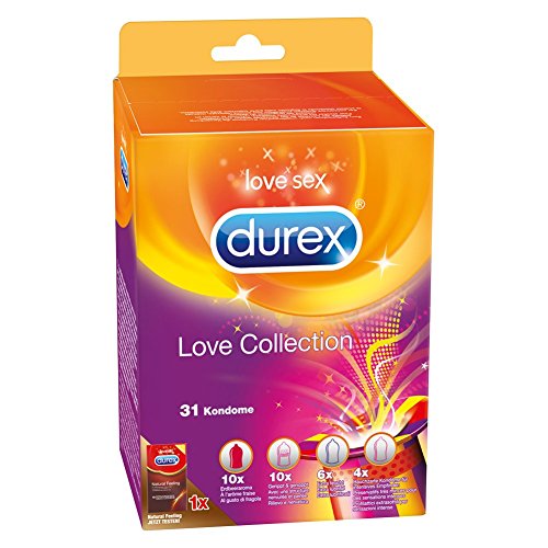Durex Love Collection Kondome, bunter Kondom Mix-Pack für mehr Abwechslung, 31er (1 x 31 Stück)