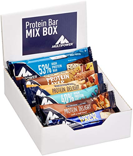 Multipower Protein Bar Mix Box – Gemischte Eiweißriegel Box (12 Stück / 495g) - Proteinriegel in unterschiedlichen Geschmacksrichtungen