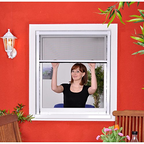 Slim Rollo - Fliegengitter für Fenster als Rollo - Insektenschutzrollo Fliegengitterrollo Smart - 160 x 160 cm (weiß)