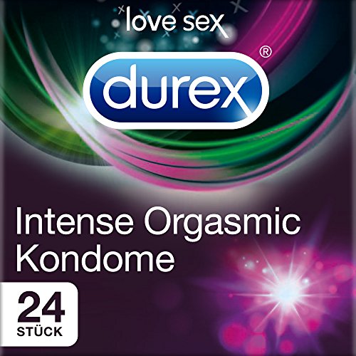 Durex Intense Orgasmic Kondome, geripptes und genopptes Kondom mit stimulierendem Gel, 24 Stück