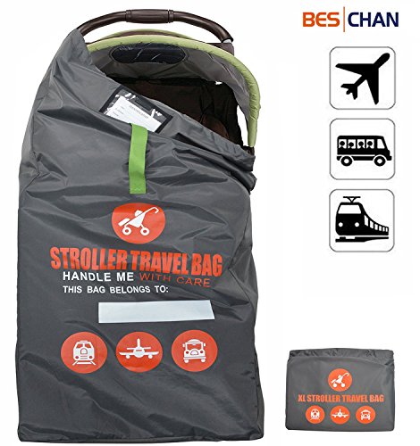 Beschan Standard Doppel XL Kinderwagen Transporttaschen Tragetasche Faltbar mit Schulterriemen für Flughafen, Bahnhof, Autofahrten