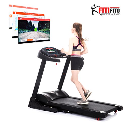 Fitifito FT880 Profi Laufband 7,5PS 22km/h mit 10,1 Zoll Touchscreen Android Wifi App 22 Trainingsmodulen inkl. HRC