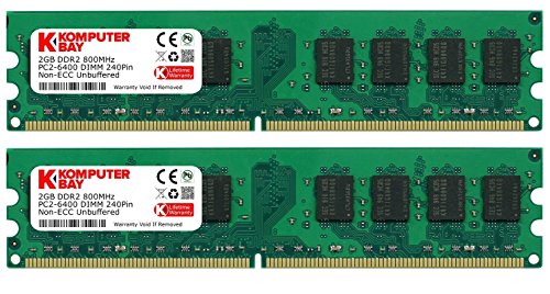 Komputerbay 4GB 2x 2GB DDR2 800MHz PC2-6300 PC2-6400 DDR2 800 (240 PIN) DIMM Desktop-Speicher 1.8v