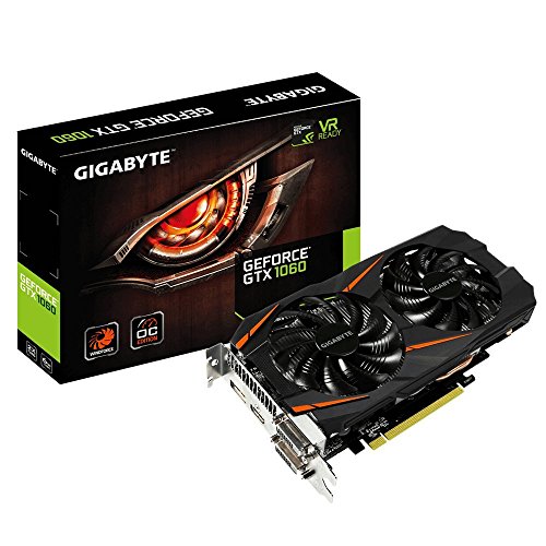 Gigabyte GV-N1060WF2OC - Grafikkarte NVIDIA GeForce 1060 GTX OC Windforce 2 (6 GB GDDR5, PCI-E 3.0, DVI-D, HDMI, DP), Farbe schwarz