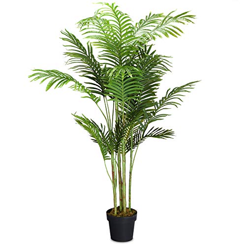 COSTWAY Zimmerpalme Palme Kunstpflanze Kunstbaum Zimmerpflanze Dekopflanze künstlich Größewahl (150cm hoch)