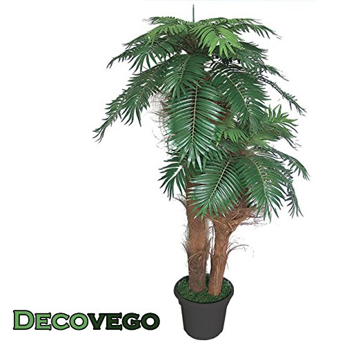 Decovego Palme Palmenbaum Königspalme Cocospalme Kunstpflanze Kunstbaum Künstliche Pflanze Echtholz 170cm