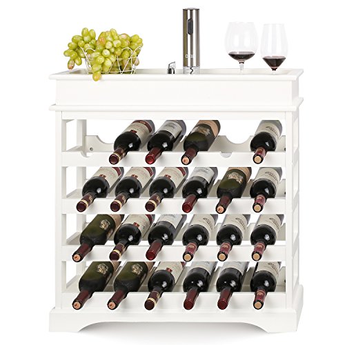 HOMFA Weinregal Flaschenregal für 24 Flaschen Weinhalter Weinständer Flaschenständer Weinflaschenhalter weißes Holz 70x70x22,5cm